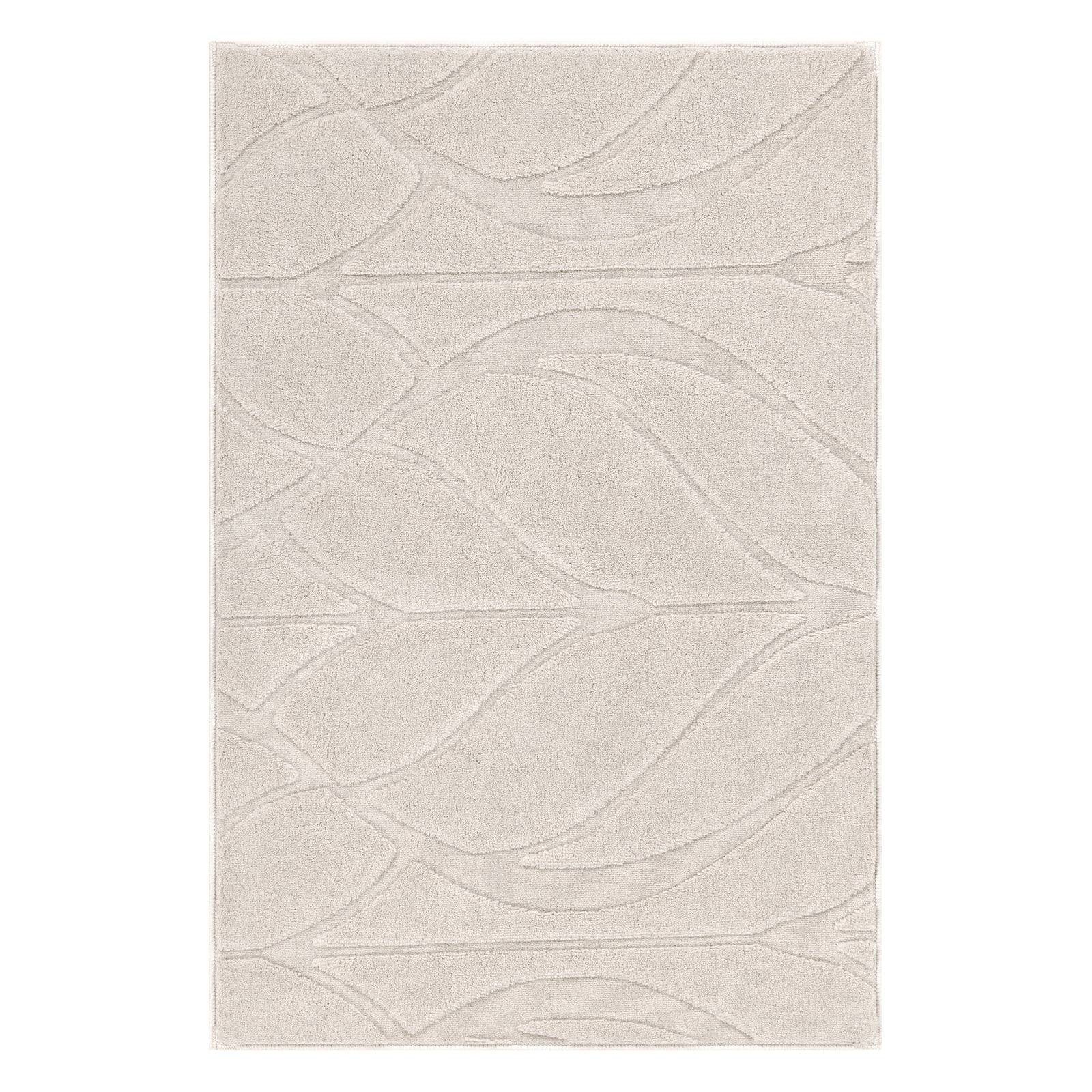 MeyJey 2'x3' Small Shag Area Rug for Living Room Modern High-Low Cut Machine Washable Rugs for Bedroom Dinning Room Office Decor Non-Slip Soft Carpet, Beige