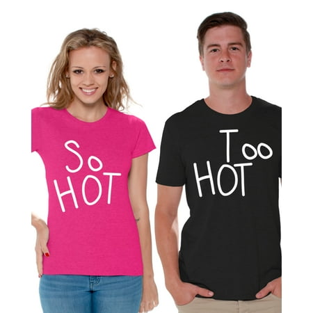 Girl Friend Gift Ideas Awkward Styles Funny Couple Shirts Couple Matching Shirts So Hot Too Hot Matching Shirts for Couples Valentines Day Gift Ideas for Boyfriend and Girlfriend So Hot Too Hot T Shirts for Couples ()