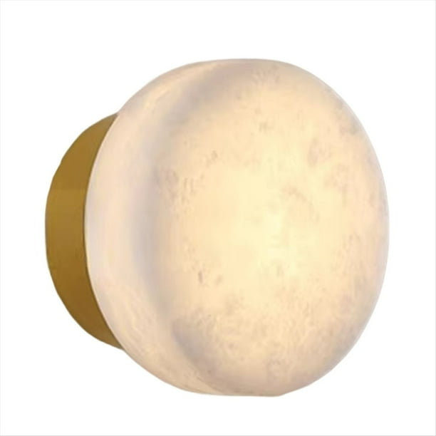 Lámpara de Pared Redonda de Mármol Natural, Estilo Nórdico Moderno, LED, para Sala de Estar, Dormitorio, Pasillo, B