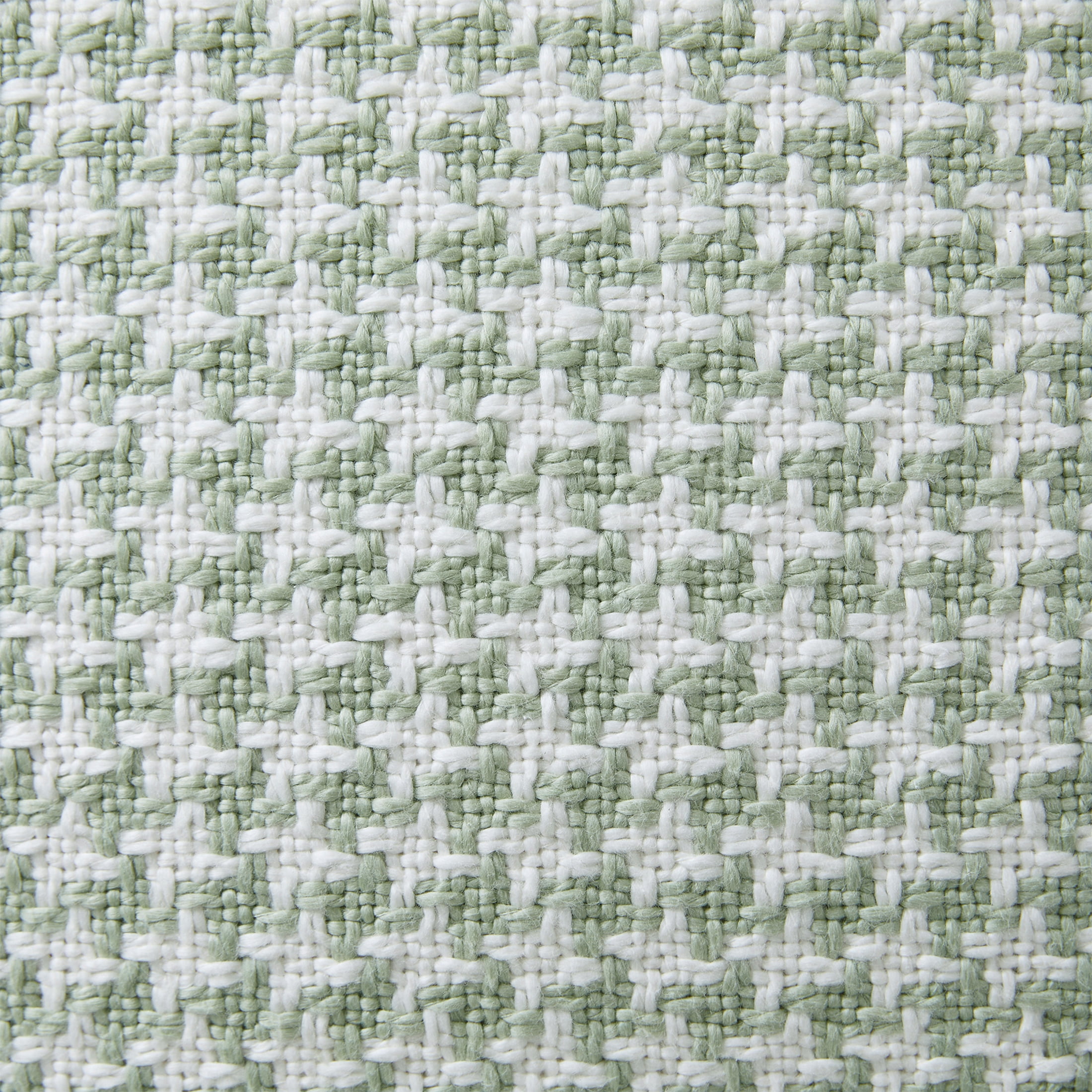 (2 pack) Beautiful Tonal Houndstooth Cotton Decorative Pillow with Tassels by Drew Barrymore, 22" x 22", Sage
