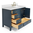 thumbnail image 4 of ARIEL Cambridge 43 Inch Midnight Blue Bathroom Vanity with Single Sink, Solid Wood, White Quartz Countertop, 1.5-Inch Edge, Right Rectangular Undermount Sink, 2 Soft Closing Doors, 5 Drawers, 4 of 10