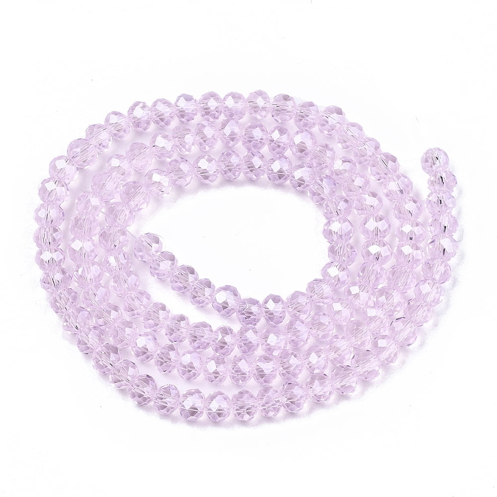 Electroplate Glass Beads Strands Pearl Luster Plated Faceted Rondelle Pearl Pink 6x5mm Hole: 1mm about 84~85pcs/strand 41.5~42cm