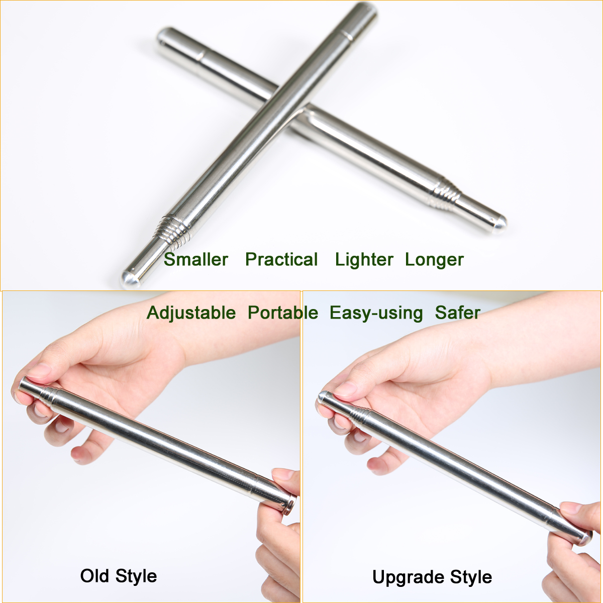 Premier Lightweight Super Endurance Upgrade Telescopic Stick Stainless Steel Telescopic Rod for Belly Dance Isis Wings,Steel