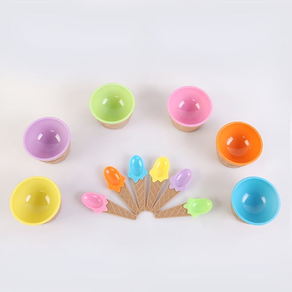 ACDANC Creative Plastic Ice Cream Bowl for Kids with Antifall Design and Spoon Included,Green,1pc