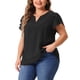 thumbnail image 4 of Blusas de talla grande para mujer Agnes Orinda, con cuello en V, mangas cortas tipo pétalo, camisetas casuales 4X en negro, 4 of 6