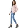 thumbnail image 5 of INSPIRE CHIC Women's Lightweight Stand Collar Zip up Biker Moto Jacket S Pink, 5 of 9