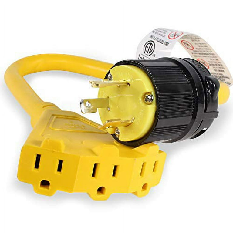 L5-30 to Triple 5-15R Generator Power Cord Adapter, by Journeyman Pro, 30A  to 15A/110V 3-Way Splitter