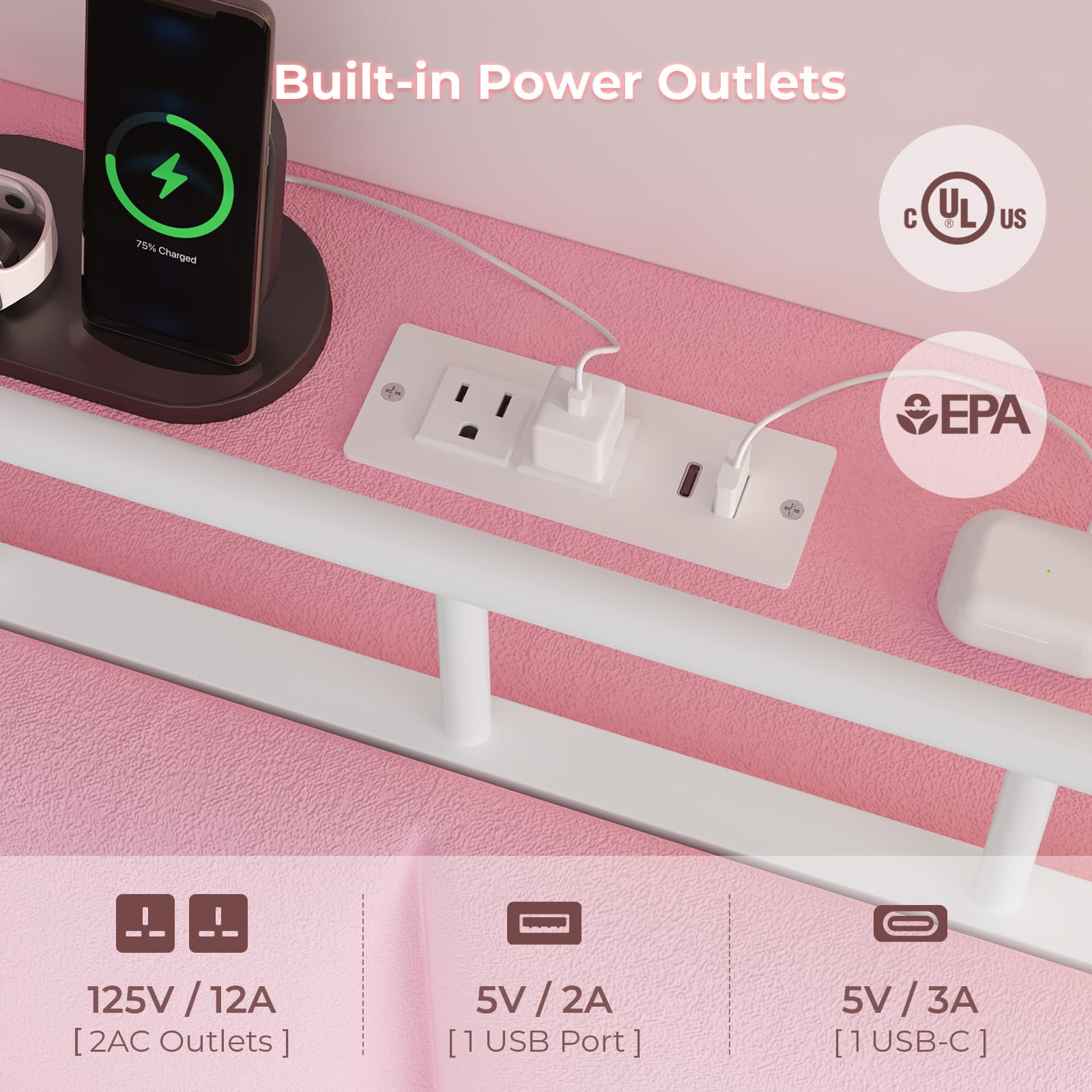 Twin Size Bed Frame with LED Lights,House-Shaped Headboard with Charging Station & Hidden Storage,Velvet Upholstered Platform Bed Twin,Girls Princess Bed with Safety Guardrail,Pink