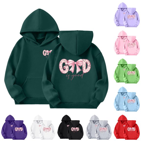 WhouRiu Girls Cartoon Graphic Hoodies Kids Long Sleeve Hooded Pullover Autumn Winter Cute Cozy Casual Sweatshirts With Pockets,3-4 Years