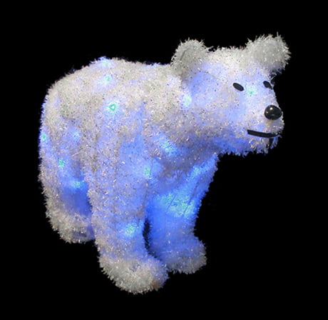 24 Battery Operated LED Lighted Tinsel Polar Bear 