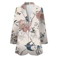 thumbnail image 2 of Sacos y Chaquetas de traje Abrigo de traje de manga larga con cuello estampado de flores y ajuste versátil estilo informal de otoño e invierno para mujer,blazer moda（Amarillo， XXL), 2 of 5