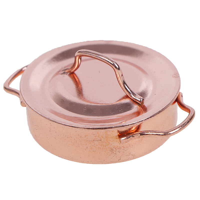 2pcs/set 1:12 Dollhouse Miniature copper round pot Kitchen Accessories toys z8 