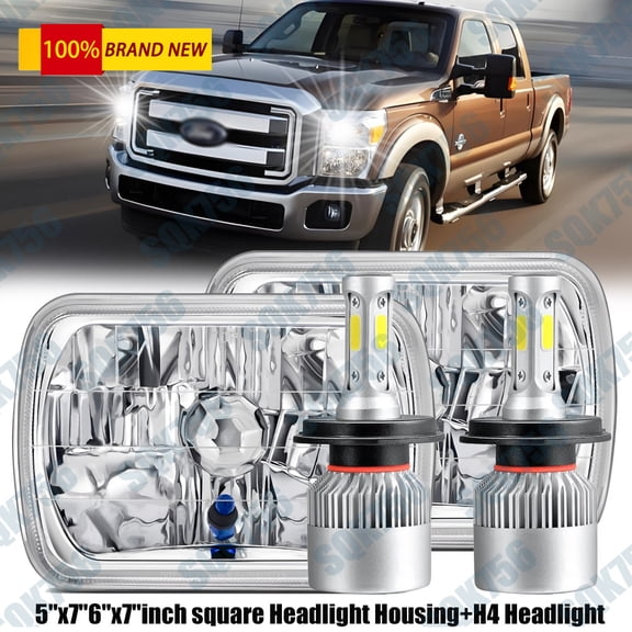 Pair 120W 5x7"7x6" Square LED Headlights Hi-Lo Fit FOR Ford F150 F250 L9000 Truc