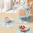 thumbnail image 5 of Turquoise Flowers Pot Holders for Kitchen Heatproof Potholder, 2 Pack Farmhouse Gradient Floral Plants Hot Pads Multipurpose Oven Pads Cloth Potholders Trivet for Cooking and Baking, 5 of 8