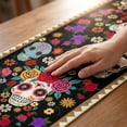 thumbnail image 5 of Dia De Los Muertos Floral Sugar Skull Table Runner, Mexican Fiesta Ornament, Rustic Linen Material for Dining Room, Kitchen and Home Party 47x13 Inch, 5 of 5