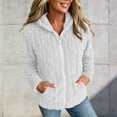 thumbnail image 2 of NominalSnug Fuzzy Fleece Jackets for Women Full Zip up Long Sleeve Coat Stand Collar Outwear Thicken Winter Warm Colthes, 2 of 8
