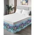 thumbnail image 4 of Spring Purple Flowers Wrap Around Bed Skirts for King Bed 16" Drop,Bed Skirt with Adjustable Elastic Belt Dust Ruffle Bed Valance for Bedroom Hotel Floral Mottled Teal Wall Retro Bed Frame Cover, 4 of 7