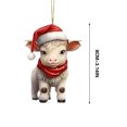 thumbnail image 2 of Holloyiver Acrylic Christmas Cow Hanging Ornament, Cartoon Xmas Hat Cow Decorative Ornament Xmas Tree Cow Pendant for Car Backpacks Christmas Tree Decorations Home Decor Gifts, 2 of 6
