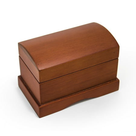 Music Treasure Box - Matte Wood Tone Treasure Chest Simple 18 Note Music Ring Box - A Time For Us (Romeo £ Juliet)