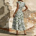 thumbnail image 5 of VBVC Women's Floral V-Neck Ruffle Sleeve Maxi Dress,Ladies Smocked Waist Boho A-Line Long Dress,Summer Flowy Tiered Beach Party Midi Dress For Women,Army Green,S-3XL, 5 of 7