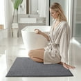 thumbnail image 3 of PABUBE Soft Dark Gray Woven Chenille Bathroom Rug, 16"x24", Non-Slip and Absorbent Bath Mat for Bathroom Floor, Machine Washable, Quick Drying, 3 of 9