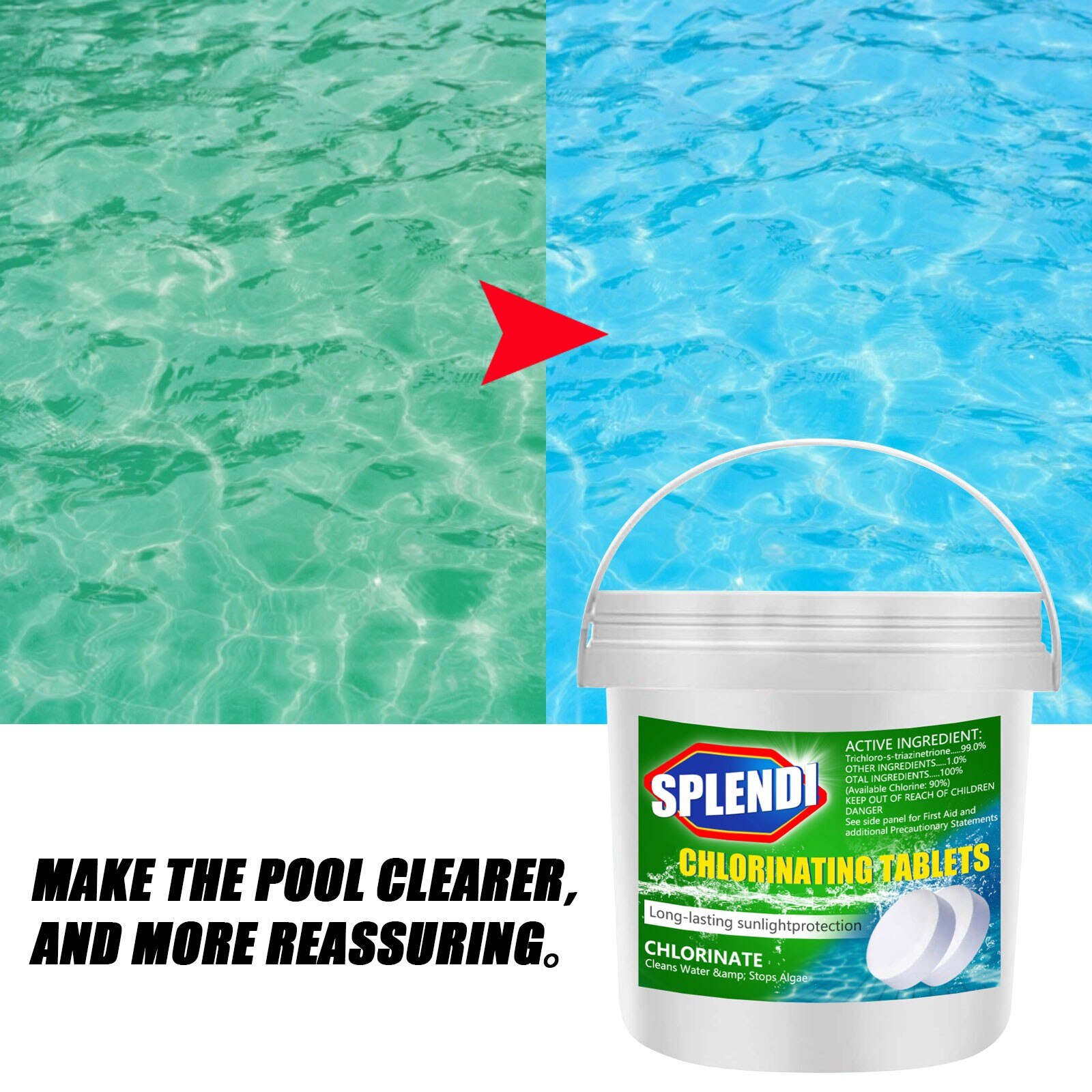 Swimming Pool Clarifier chlorine 100 tablet small size 0.8cm size