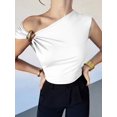 thumbnail image 6 of Women'S Off the Shoulder Tops Mental Elegant Asymmetrical Dressy Top Going Out Outfits White L, 6 of 9