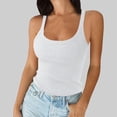 thumbnail image 5 of Women Spaghetti Strap Scoop Neck Ribbed Tank Tops Slim Fitted Cotton Camisole Basic Sleeveless Layering Shirts, 5 of 6