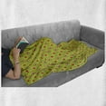 thumbnail image 5 of Retro Soft Flannel Fleece Throw Blanket, Continued Scene Composition of Vertical Dash Lines and Nested Circles, Cozy Plush for Indoor and Outdoor Use, 70" x 90", Apple Green and Fuchsia, by Ambesonne, 5 of 5