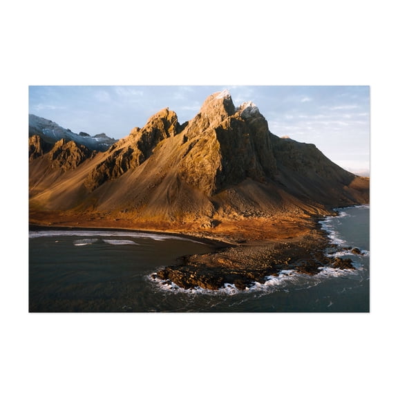 Golden Peaks of Stokksnes - Iceland Photography Mountain Landscape Coast Nature Scenic Seaside Wilderness Unframed Wall Art Print 4 x 6 inches