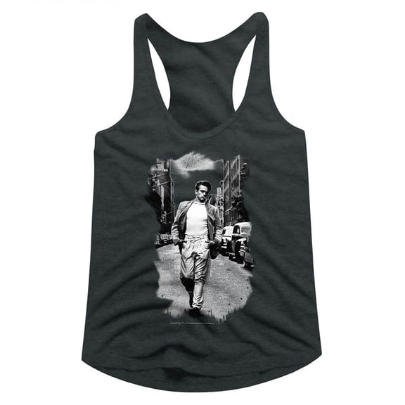 James Dean Street Walk Dark Gray Heather Women's Racerback Tank Top