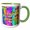 Green/White, variant on 3drose, Neon Butterflies and Rainbows 1st Birthday, 15oz Mug