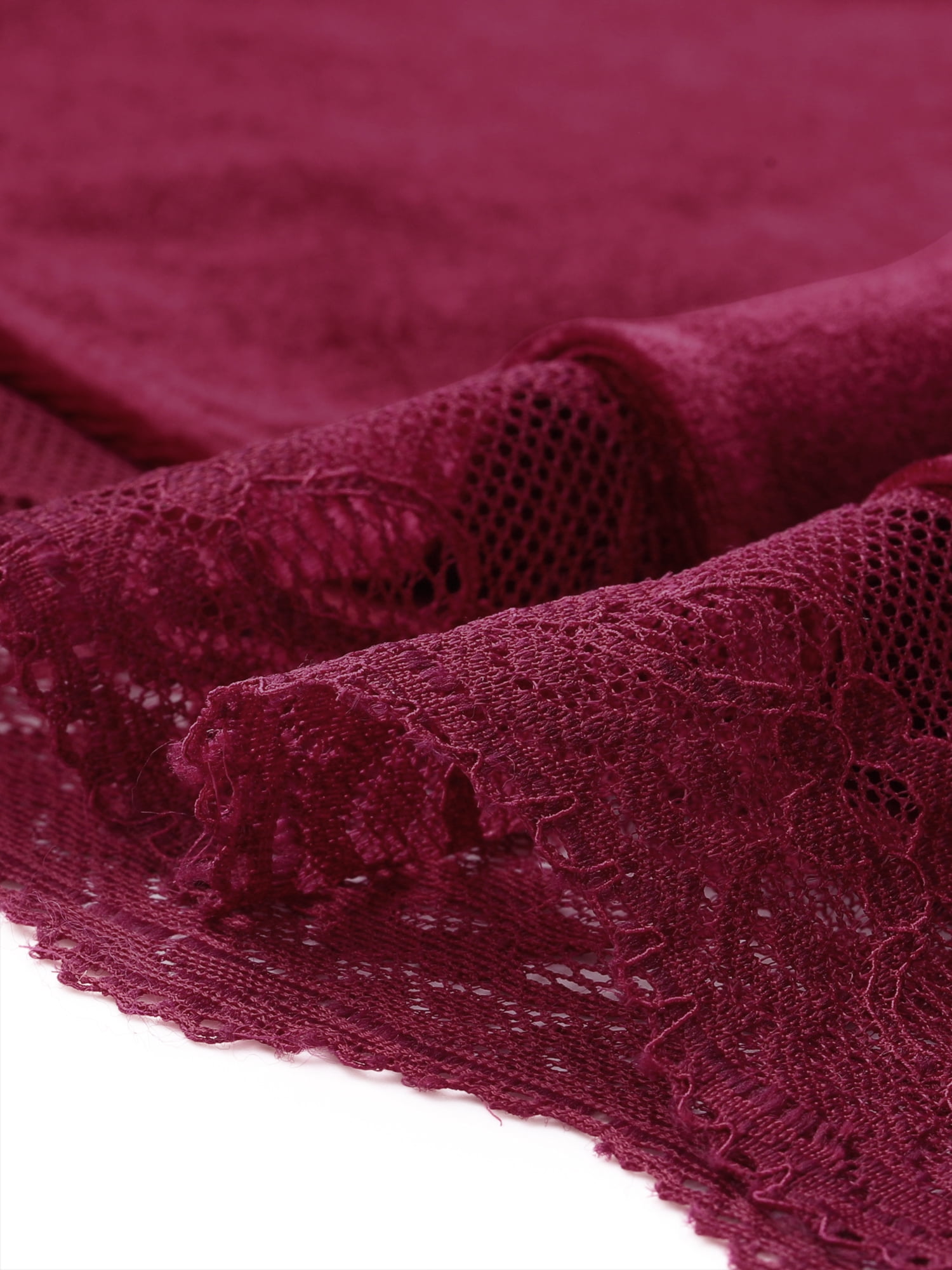 DARING DIVA Plus Size Velvet Lace Trim Short Sleeve Party Dress 3X Burgundy