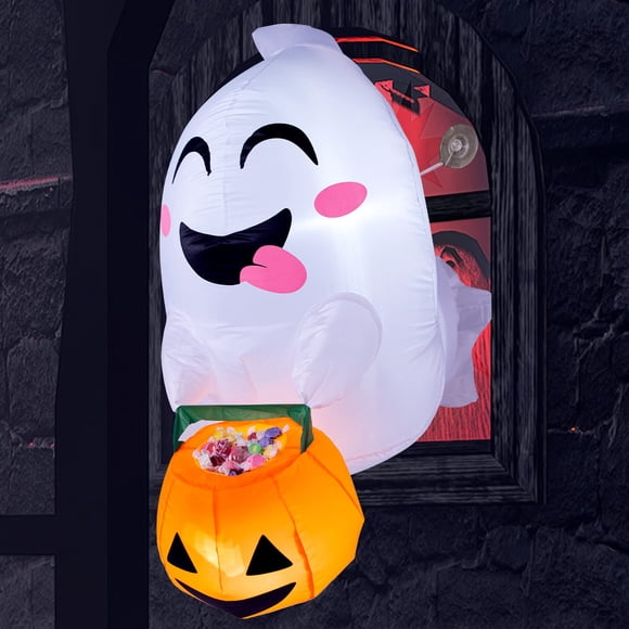 Joiedomi Ghost inflable para Halloween, 1,4 m, con cesta de caramelos