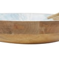 thumbnail image 5 of DecMode 15", 11", 11"W Handmade Round Light Blue Mango Wood Decorative Bowl with Matching Salad Serving Utensils, Set of 3, 5 of 8