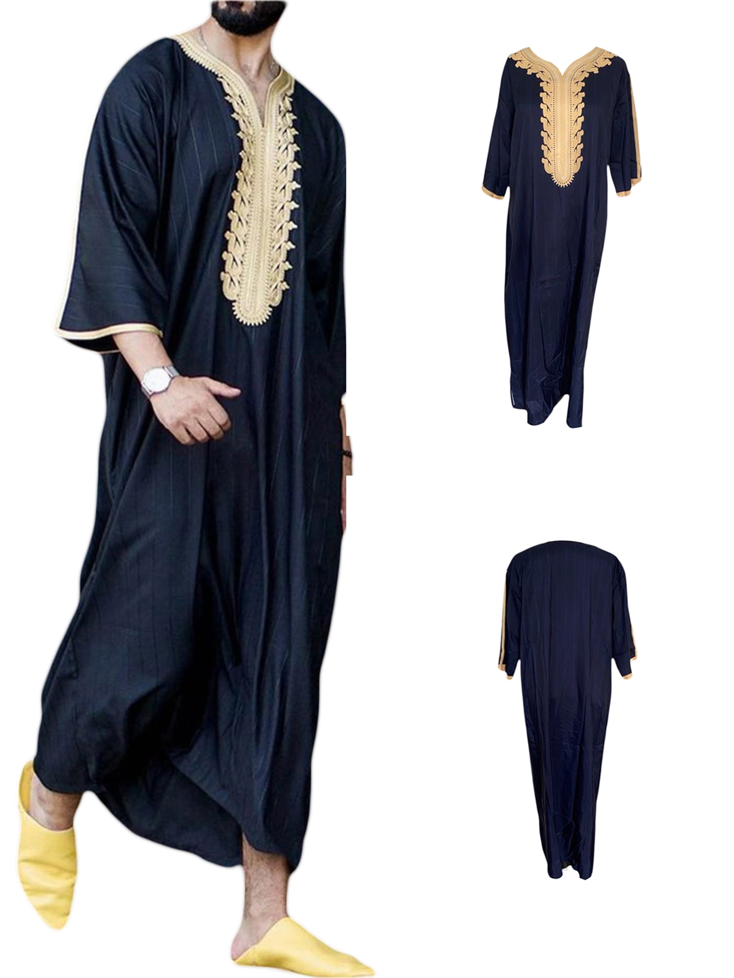 Muslim Men Long Sleeve Thobe Middle East Saudi Arab Kaftan Islamic Abaya  Dress Dubai Robes - China Arabic Dress and Arabic Thobe price