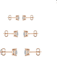 thumbnail image 3 of Savlano 3 Pair 14K Gold Plated Cubic Zirconia Princess Cut Stud Earrings Comes In 4mm, 6mm & 8mm For Women & Men, 3 of 4