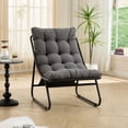 thumbnail image 6 of S-HOME Patio Outdoor Lounge Chair And Footstool, Cotton Cushion, Steel Frame, For Bedrooms And Reading Rooms, Indoor and Outdoor Use, Grey, 6 of 11