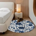 thumbnail image 2 of Round Rugs 3Ft, Navy Blue Botanical Peony Round Area Rug Washable Indoor Throw Carpet, Vintage Floral Blossom Small Non Slip Circle Rug for Bedroom Living Room Home Decor Aesthetic, 2 of 8