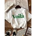 thumbnail image 1 of 1pc Voila Women'S Casual T-Shirt, Short Sleeve Crew Neck, Polyester Knit Fabric, All-Season Letter Print Top, 1 of 6