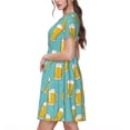 thumbnail image 2 of Fotbe Beer Vestido Largo de Moda para Mujer, Vestido Tipo Camiseta con Manga Corta y Estilo Casual a Rayas y Bloques de Color, 2 of 6