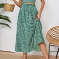 thumbnail image 2 of oqasdz Floral Prints Midi Skirt Boho Flowy Elastic High Waist A Line Skirt Bow Linen Flared Summer Beach Long Skirts for Women with Pockets, 2 of 6