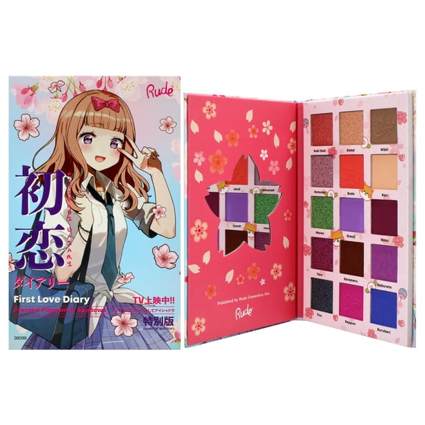 Paleta de sombras y pigmentos prensados de la colección Manga - First Love Diary de Rude Cosmetics para mujeres - Paleta de 0,77 oz