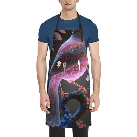 

Lukts Bird6 Pattern Kitchen Cooking Aprons Adjustable Bib Soft Chef Apron with 2 Pockets for Men Women