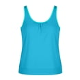 thumbnail image 4 of Hauts de Tankini pour Femmes Col Rond Sans Manches Poitrine Froncée Couleur Unie Hauts de Maillot de Bain Plage Piscine Doux Séchage Rapide Coupe Décontractée Hauts de Maillot, 4 of 8