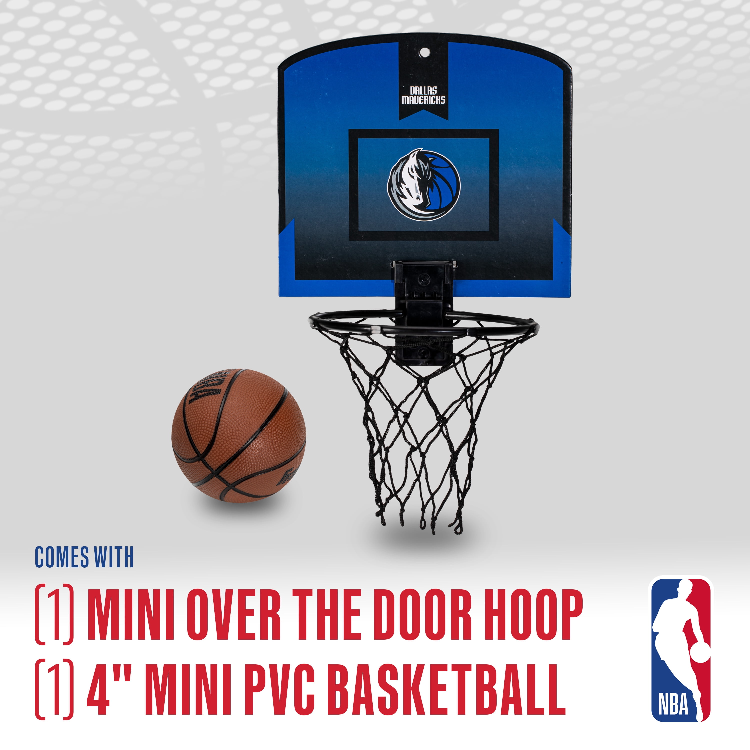 Franklin Sports NBA Dallas Mavericks Mini Over the Door Basketball Hoop - Kids Indoor Mini Basketball Hoop with Basketball - NBA Fan Shop Mini Hoop for Bedroom + Office - Over the Door Mini Hoop Set