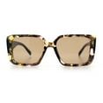thumbnail image 3 of Womens Diamond Bevel Rectangle Classy Plastic Designer Fashion Sunglasses [Flower Black - Brown], 3 of 7