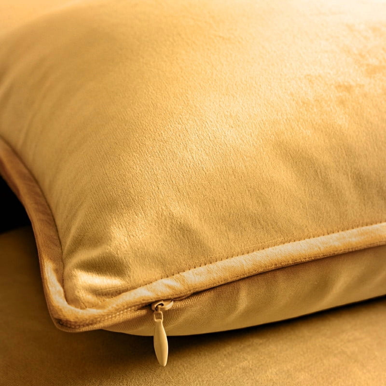 A1HC Set of 2 Luxurious Soft Velvet Throw Pillow Covers Only, 22"x22", Mustard Yellow, Decorative Cushion Covers with Hidden YKK Zipper for Sofa or Bed