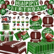 Football Birthday Party Decorations Include Paper Plates Napkins Cup Cake Topper Banner Balloon Touchdown Tablecloth Football Decorations for Game Day Tailgate Party, Serve 24