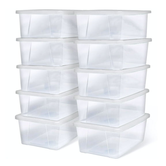 Homz 6 Qt Multipurpose Plastic Storage Containers with Lids, (10 Pack)